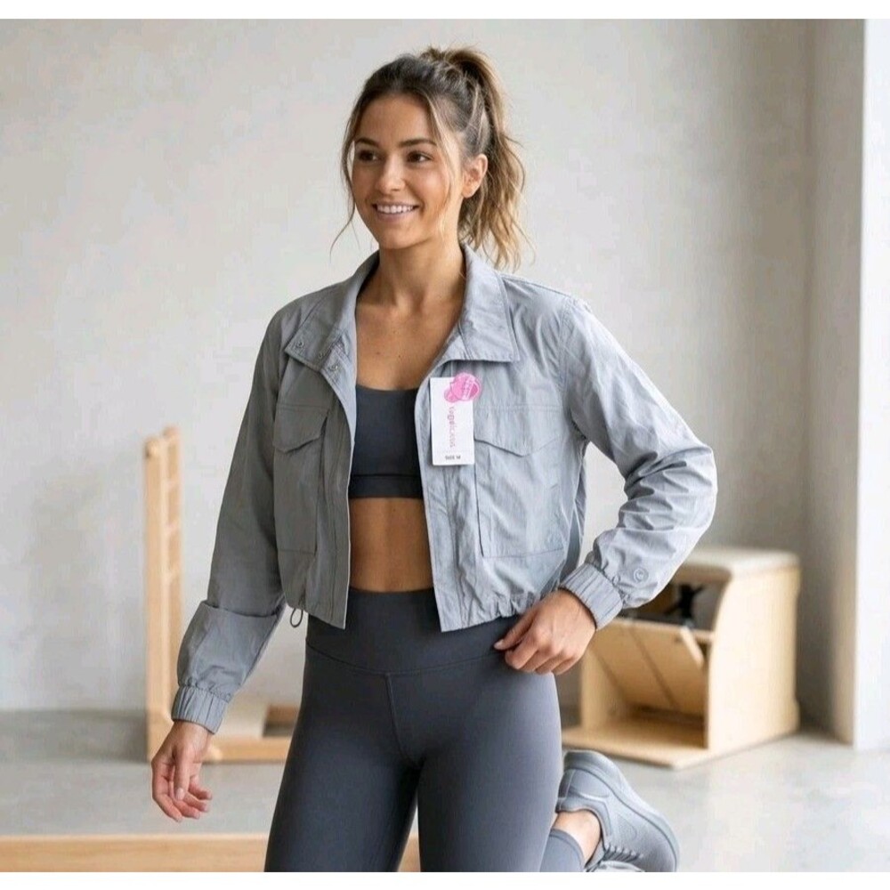 YOGALICIOUS NWT Gray Radiant Commuter Windbreaker Jacket Sz M MSRP $88